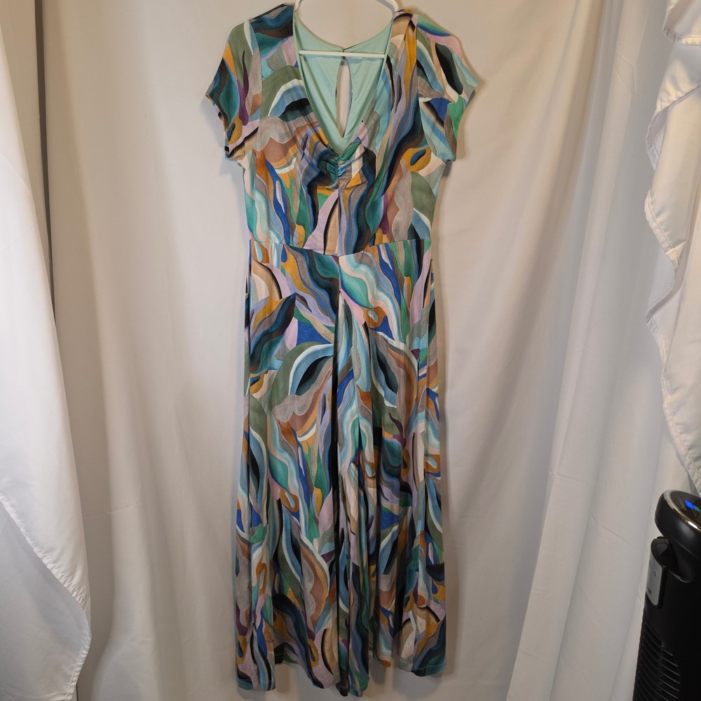 Soft Surroundings Jumpsuit‎ Small Multicolor Abstract Swirl Boho Artsy 2DC76